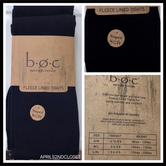 B.O.C. 2 BLACK FLEECE LINED TIGHTS A2C - Picture 14 of 16